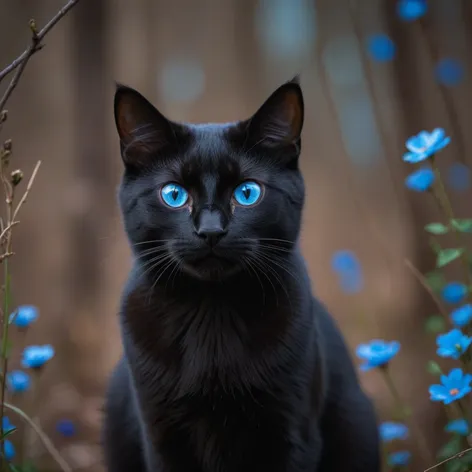 black cat with blue