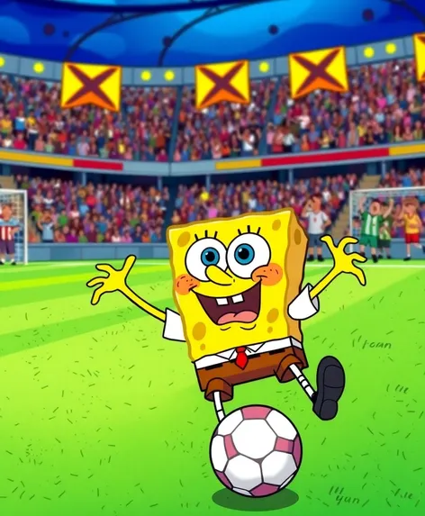 spongebob playing soccer