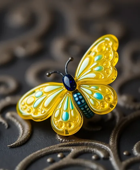 glass beads yellow butterfly