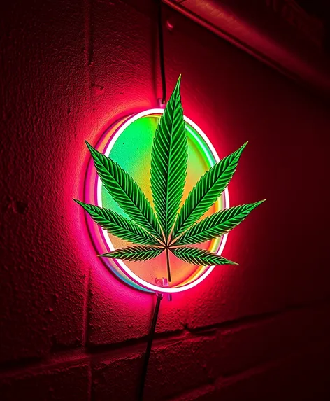 neon signage marijuana leaf