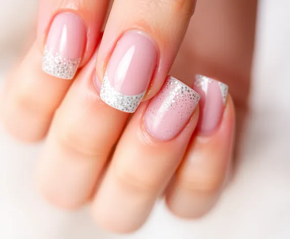 french manicure with glitter