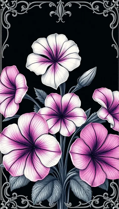 flower engraving designs petunia