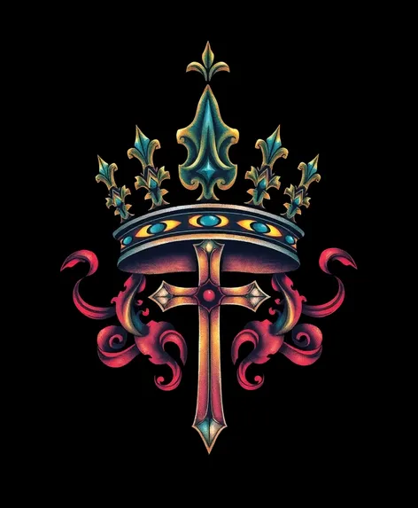 crown with cross tattoo