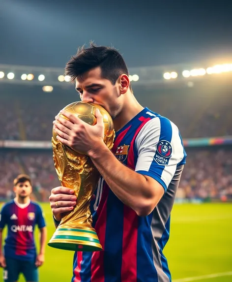 messi kissing world cup