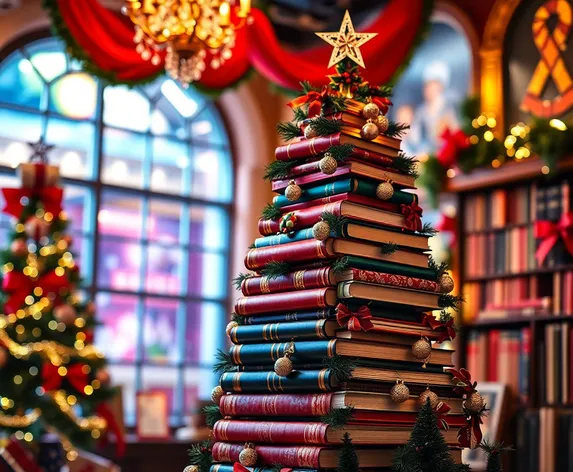 xmas tree of books