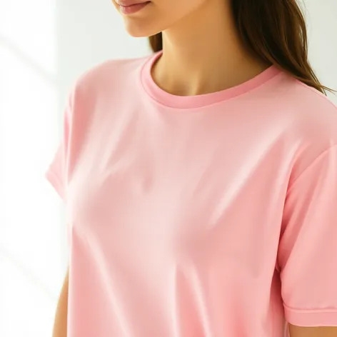 a pink t-shirt