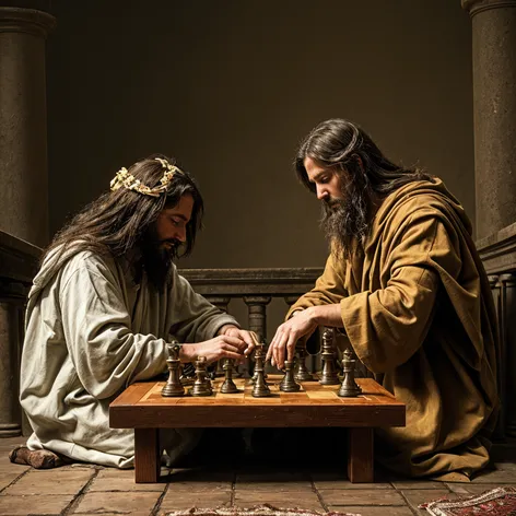 Jesus playing chess