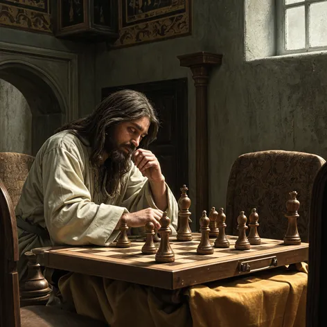 Jesus playing chess