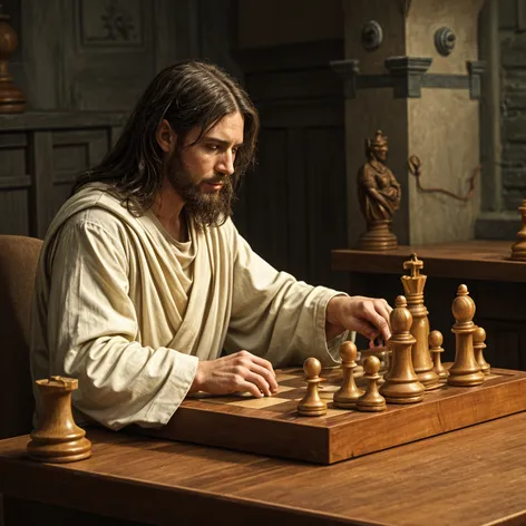 Jesus playing chess