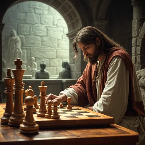 Jesus playing chess