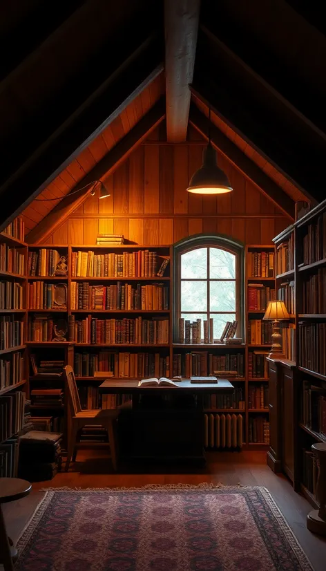 attic bookshelves