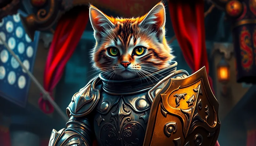 cat wearing armor