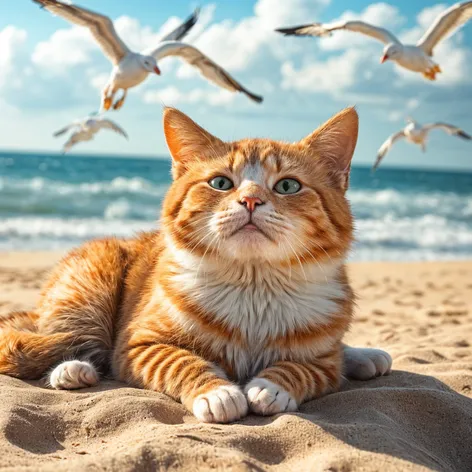 cat on the beach