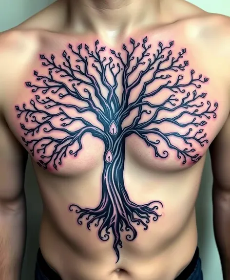 family tree tattoo chest