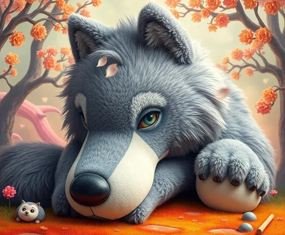 giant plush wolf