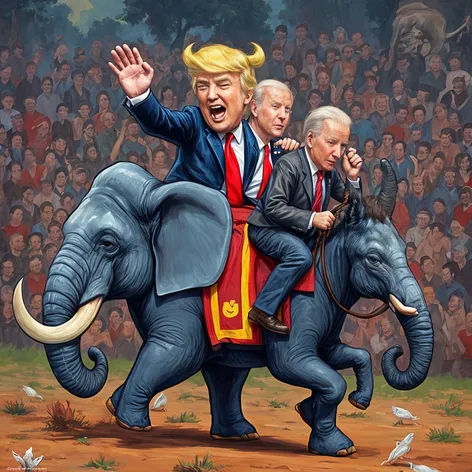 Donald Trump riding elephant