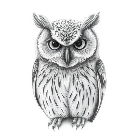 pencil drawing owl