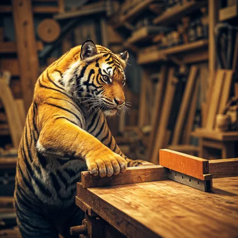 tiger operating a table