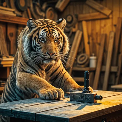 tiger operating a table