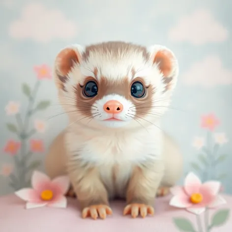 kawaii cute ferret drawing