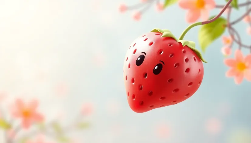 flying strawberry cartoon