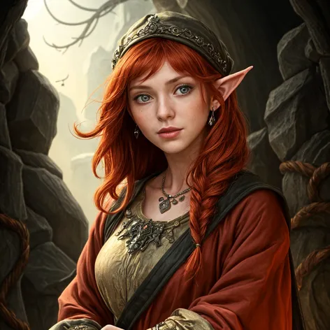 female half-elf bard redhead