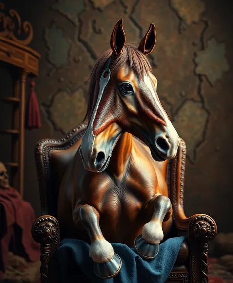 horse sitting on chair