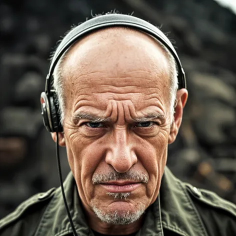 Old veteran with headset