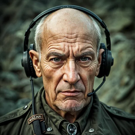 Old veteran with headset