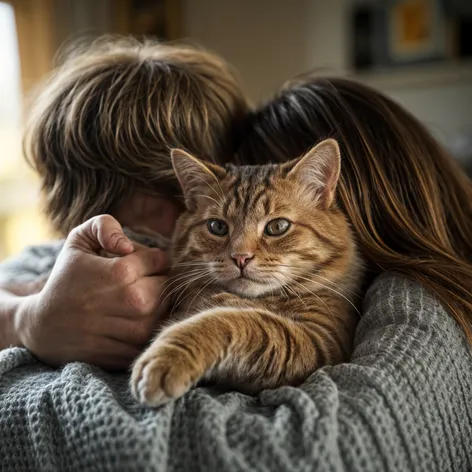 people hug cat