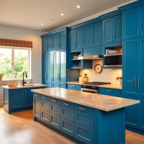 modern blue kitchen cabinets