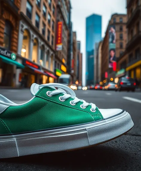 green and white sneakers