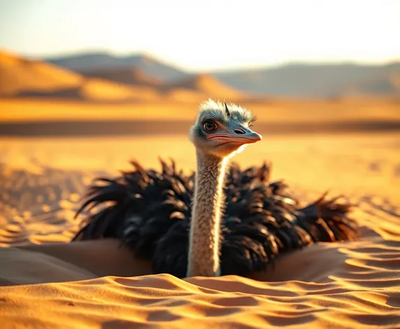 ostrich with head in