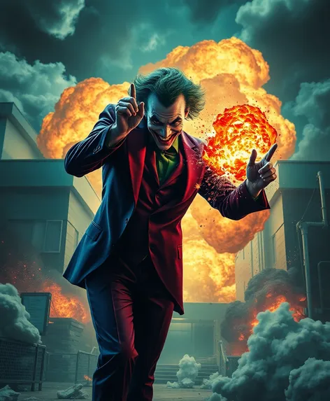 joker blowing up the