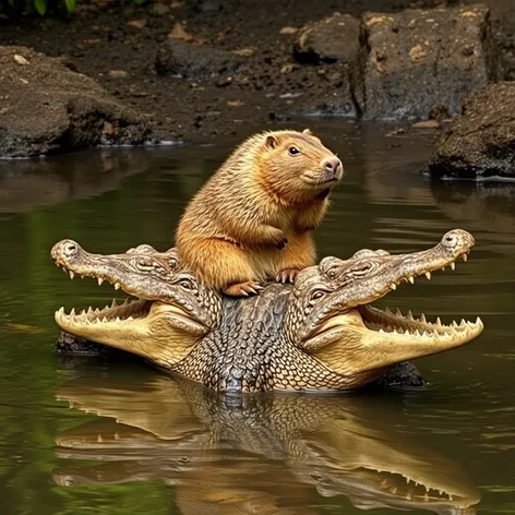 capybara on crocodile