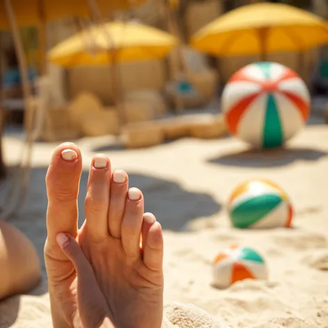 painted white toenails on