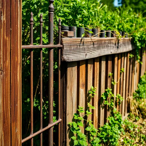 metal and wood fence