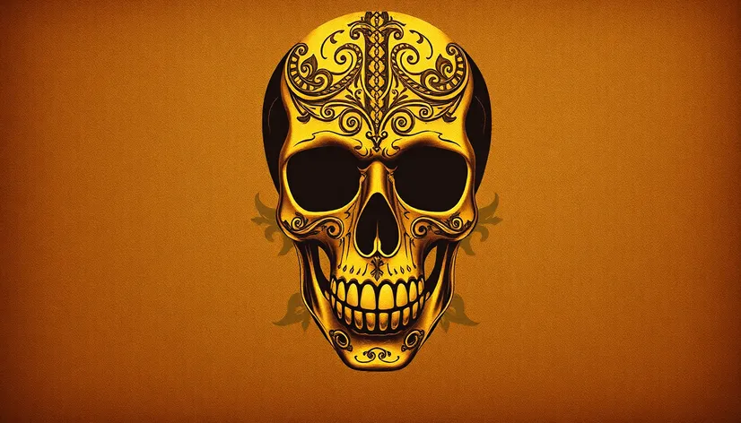 a gold skull with