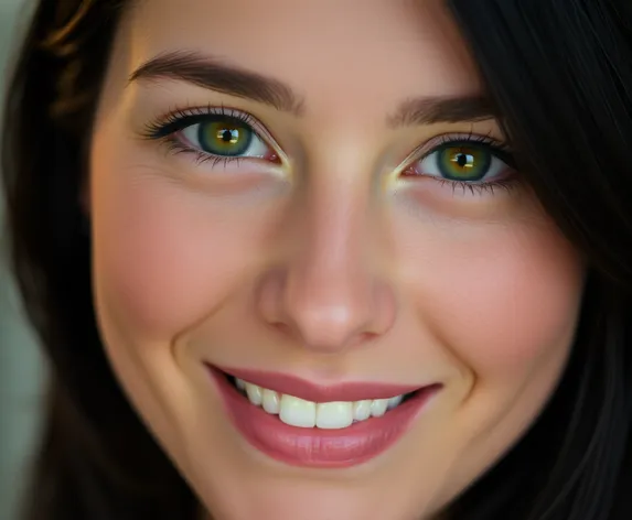 black hair green eyes