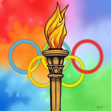 olympic torch guded drawing