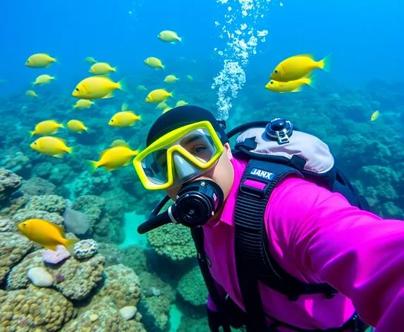 pink scuba diving gear