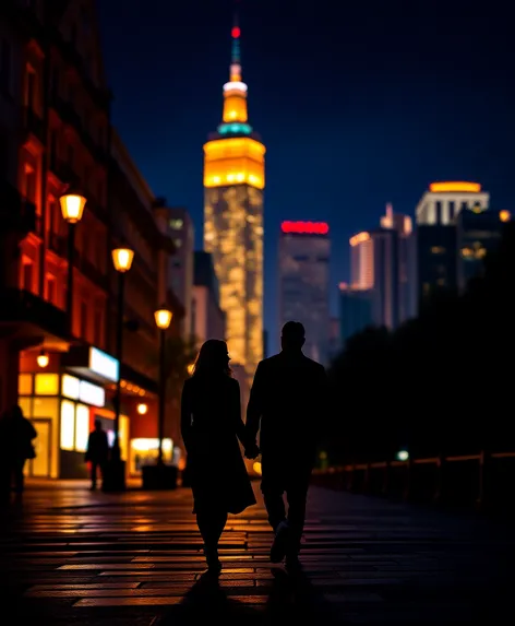 couple walking silhouette