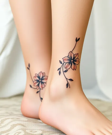 flower ankle tattoos