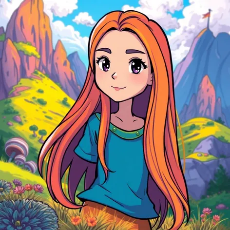 cartoon with long hair