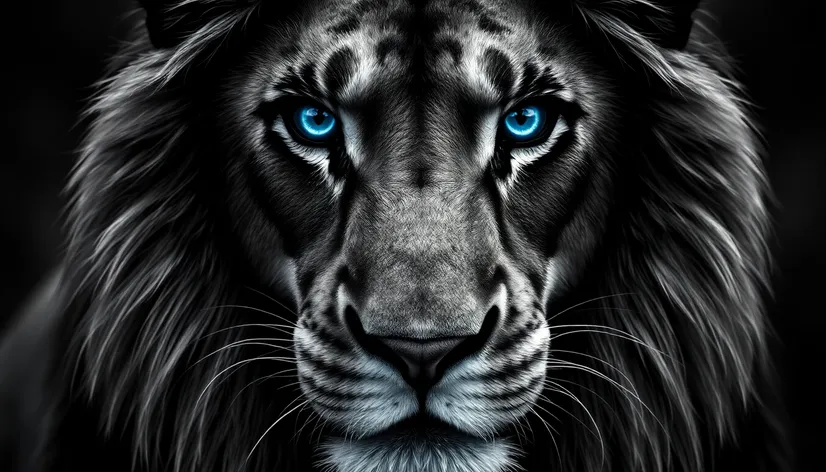 black and white lion