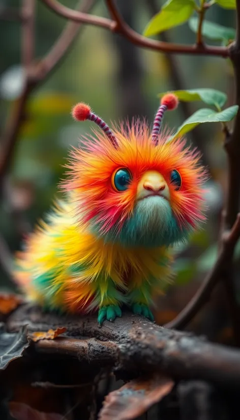 fluffy colorful caterpillar