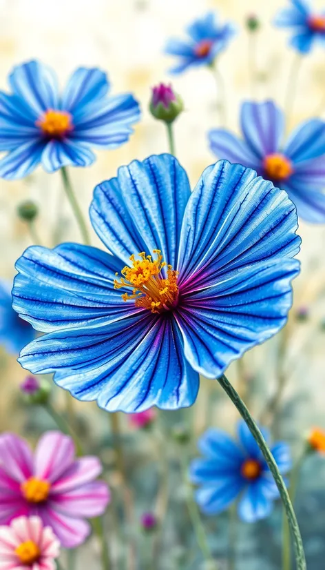 blue cosmos flower em