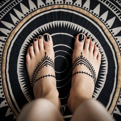 Bare feet with black