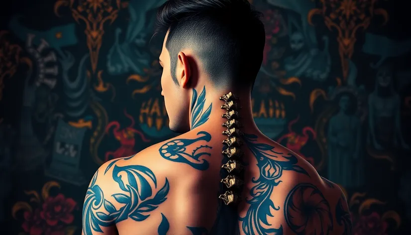 guy spine tattoos