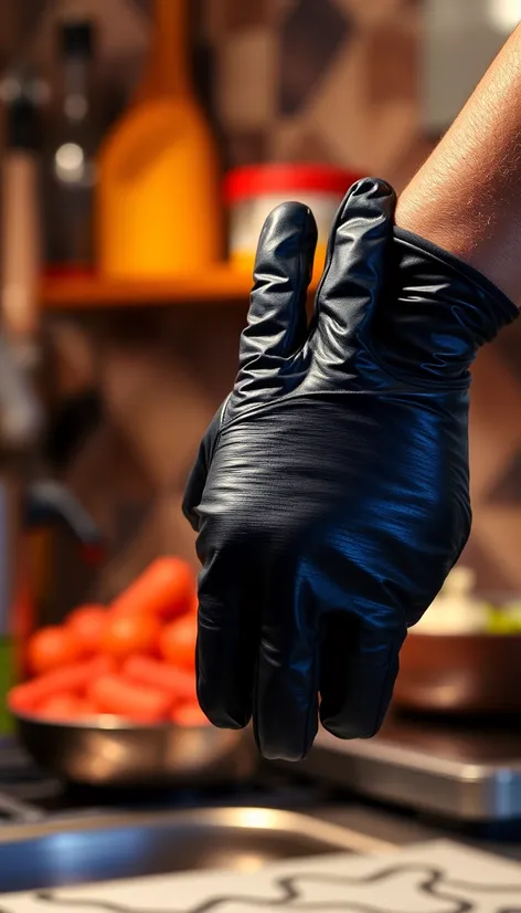 black cooking gloves